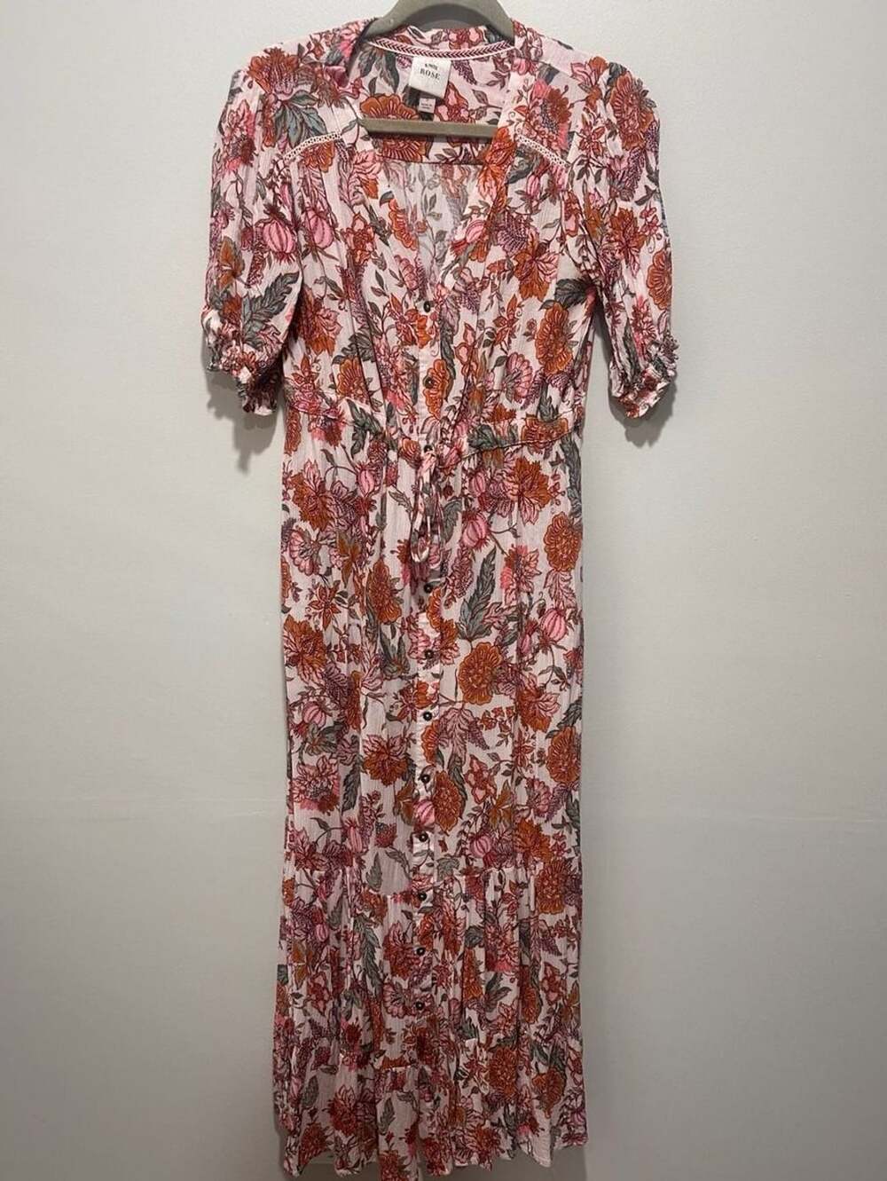 Knox Rose Floral Maxi Dress Size S Pink Orange Bohemian